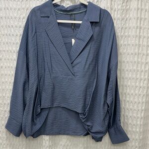 Anthropologie Slate Blue Blouse